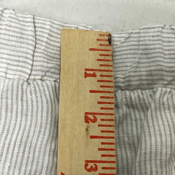 Kenar Pants Women's Large White Stripes 100% Linen Leg Elastic Waist Lounge - Picture 5 of 10